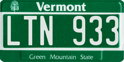 VT license plate LTN933