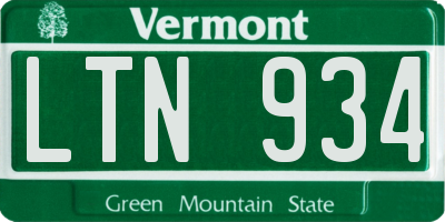 VT license plate LTN934