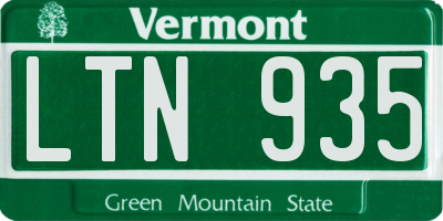 VT license plate LTN935