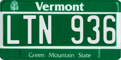 VT license plate LTN936