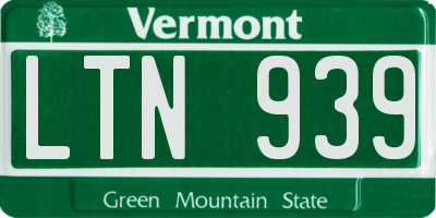 VT license plate LTN939