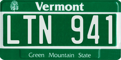 VT license plate LTN941