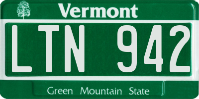 VT license plate LTN942