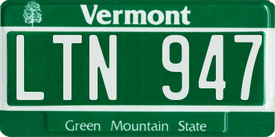 VT license plate LTN947