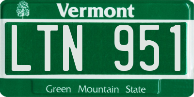 VT license plate LTN951
