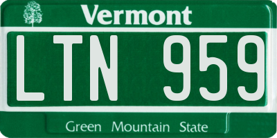 VT license plate LTN959