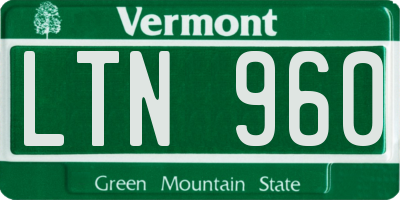 VT license plate LTN960