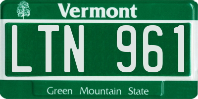 VT license plate LTN961