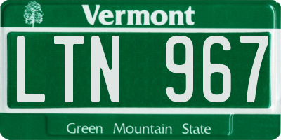VT license plate LTN967