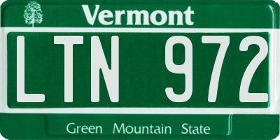 VT license plate LTN972