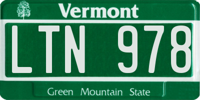 VT license plate LTN978
