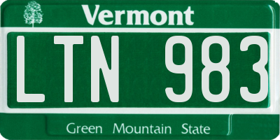 VT license plate LTN983