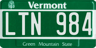 VT license plate LTN984