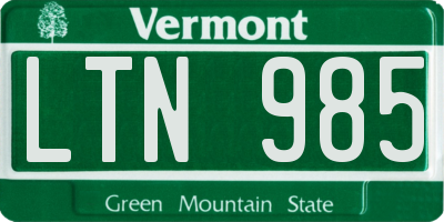 VT license plate LTN985
