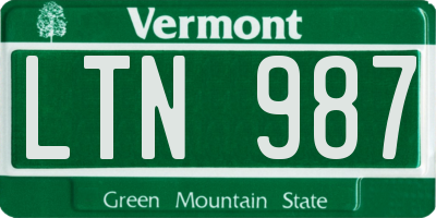 VT license plate LTN987