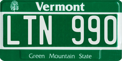 VT license plate LTN990