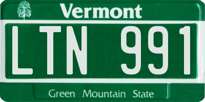 VT license plate LTN991