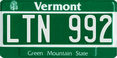 VT license plate LTN992