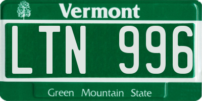 VT license plate LTN996