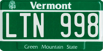 VT license plate LTN998