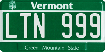 VT license plate LTN999