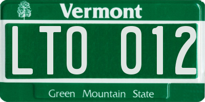 VT license plate LTO012