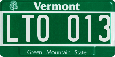 VT license plate LTO013