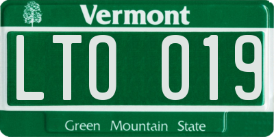VT license plate LTO019
