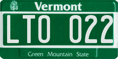 VT license plate LTO022