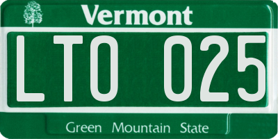 VT license plate LTO025