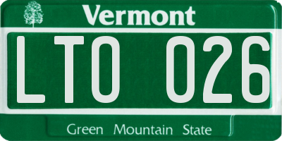 VT license plate LTO026
