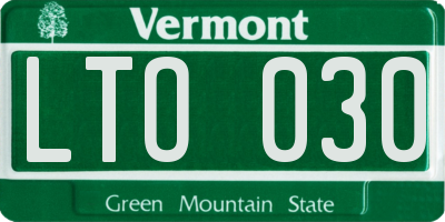 VT license plate LTO030
