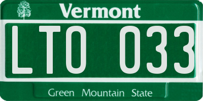 VT license plate LTO033