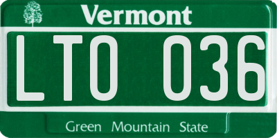 VT license plate LTO036