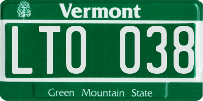 VT license plate LTO038