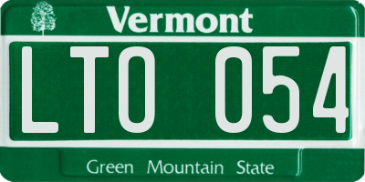 VT license plate LTO054