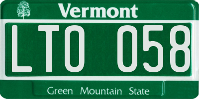 VT license plate LTO058