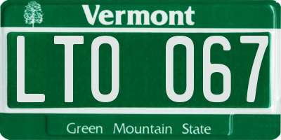VT license plate LTO067