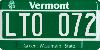 VT license plate LTO072