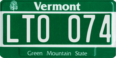 VT license plate LTO074