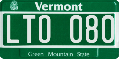 VT license plate LTO080
