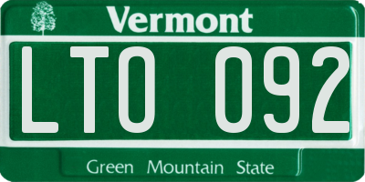 VT license plate LTO092