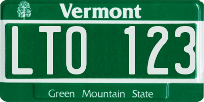 VT license plate LTO123