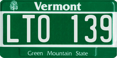 VT license plate LTO139