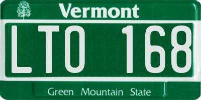 VT license plate LTO168