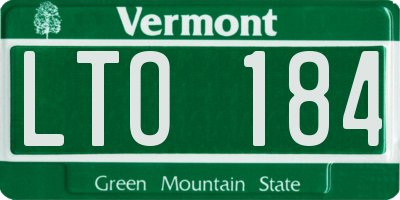 VT license plate LTO184