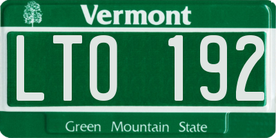 VT license plate LTO192