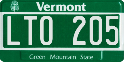 VT license plate LTO205