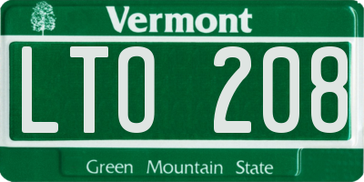 VT license plate LTO208
