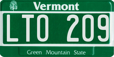VT license plate LTO209